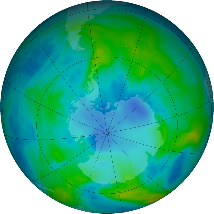Antarctic ozone map for 28 April 1984